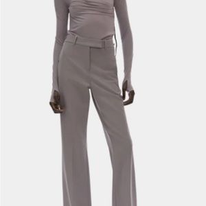 HELMUT LANG Womens Gray Tapered Stretch Wool Straight leg Pants 4